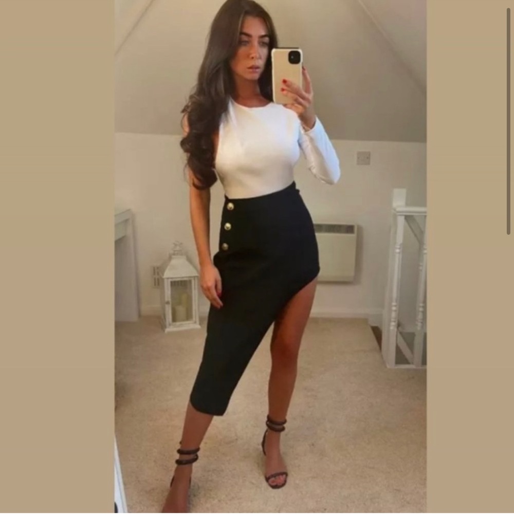 Zara White Asymmetrical Fully Lined Bodysuit